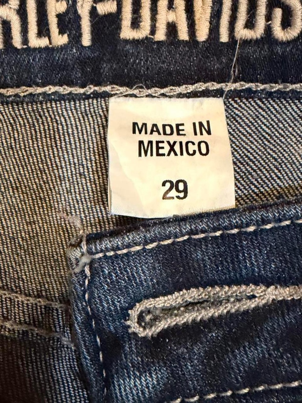 Harley-Davidson Dark Blue Bootcut Jeans with Embroidered Back Pockets - Picture 6 of 6